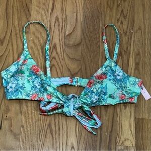NWT VICTORIA’S SECRET GREEN FLORAL BIKINI TOP IN SIZE LARGE